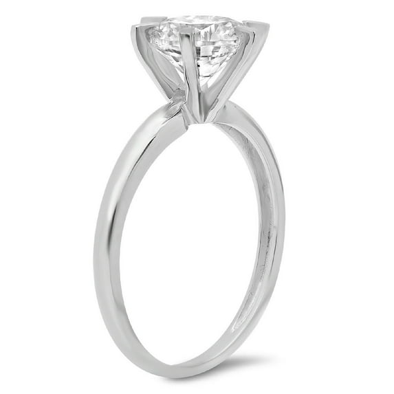 2 ct Round Cut White Sapphire Solitaire Engagement Ring for Women in 14K White Gold