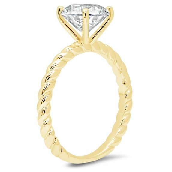 2 ct Round Cut White Sapphire Solitaire Engagement Ring for Women in 18K Yellow Gold