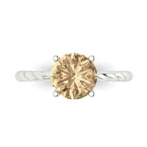 2 ctw Solitaire Anniversary Ring for Women | Round Cut Yellow Moissanite | Hyperallergenic Solid 18K White Gold