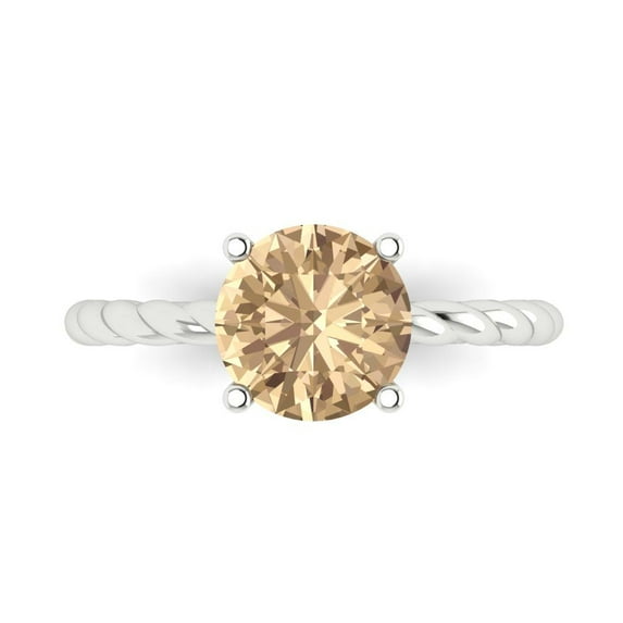 Clara Pucci 14K White Gold 2ct YellowMoissanite Solitaire Ring for Women
