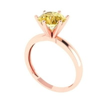 2 ct Round Cut Yellow Moissanite Solitaire Engagement Ring for Women in 18K Rose Gold