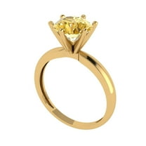 2 ct Round Cut Yellow Moissanite Solitaire Engagement Ring for Women in 18K Yellow Gold