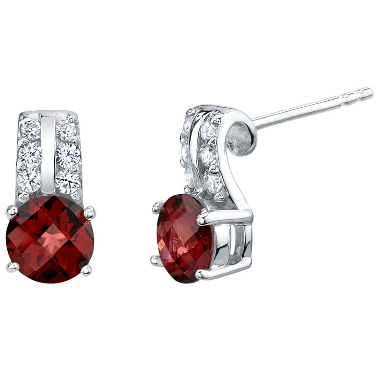 Silver garnet 2024 stud earrings