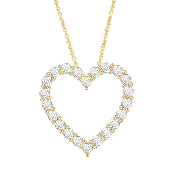 2 cttw Moissanite Heart Necklace for Women 18k Yellow Gold Plated Sterling Silver (Color : D, Clarity : VVS1-VVS2)