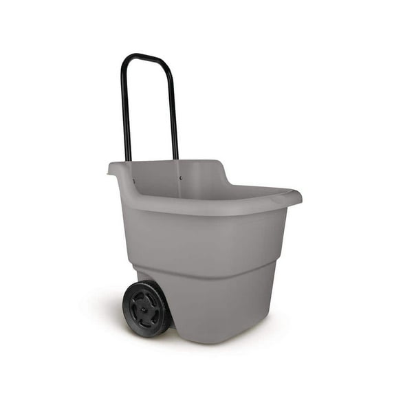2 cu. ft. Portable Plastic Gray Garden Cart