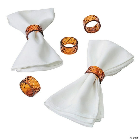 2" diam. Bulk 48 Pieces Amber Patterned Plastic Napkin Ring Decorations