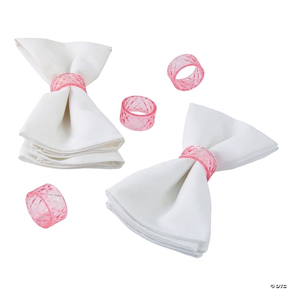 2" diam. Bulk 48 Pieces Pink Patterned Plastic Napkin Ring Decorations