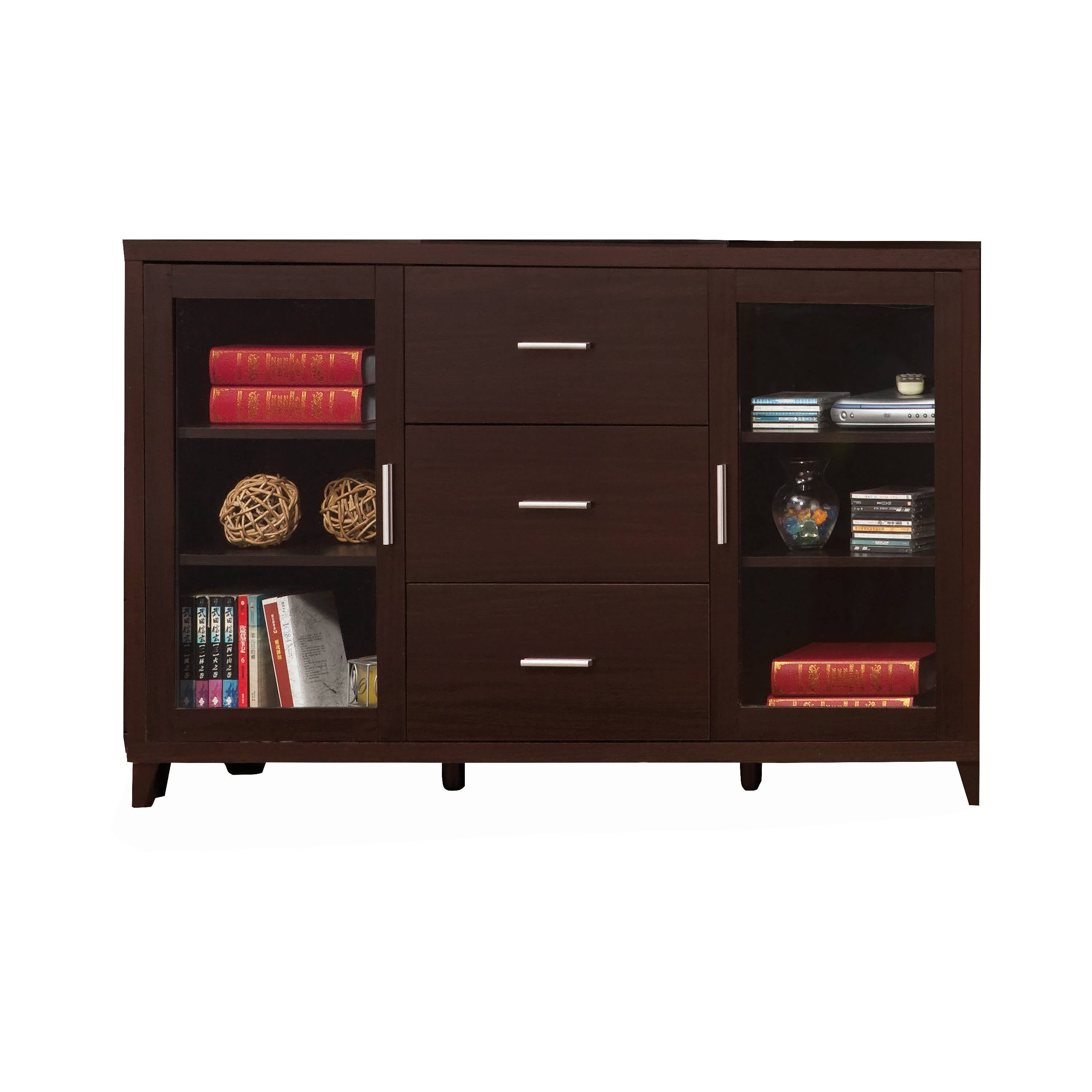 Cappuccino Brown Wood 60" TV Stand with Adjustable Shelves