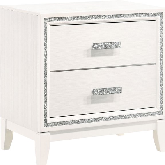 2-drawer White Nightstand with Dovetail Design / Blend Traditional and Modern Function