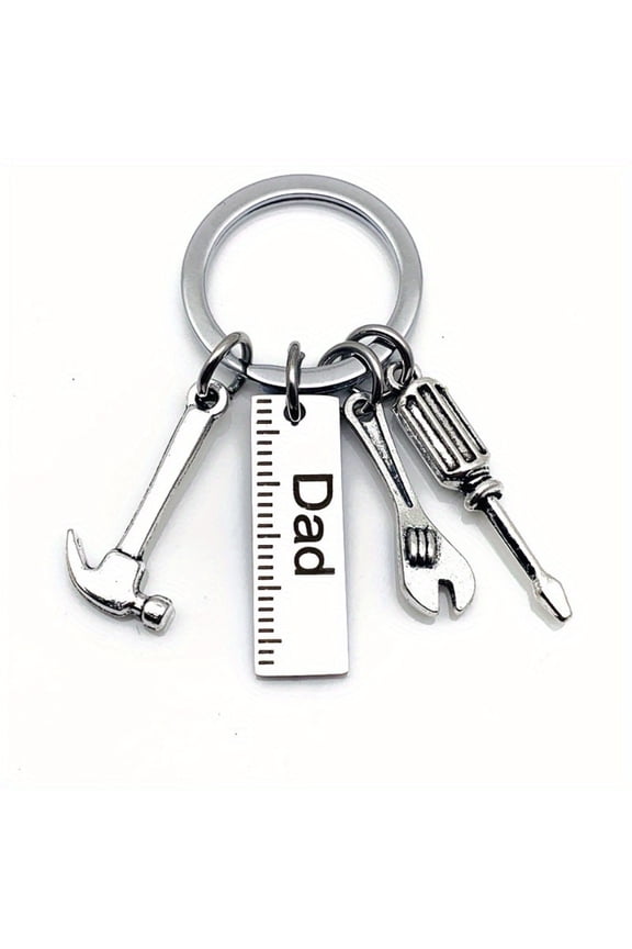 2 fashionable dad letter key chains, creative hammer, screwdriver, wrench, key ring, handbag decoration, fringed hanging pendant, Father's Day gift.
