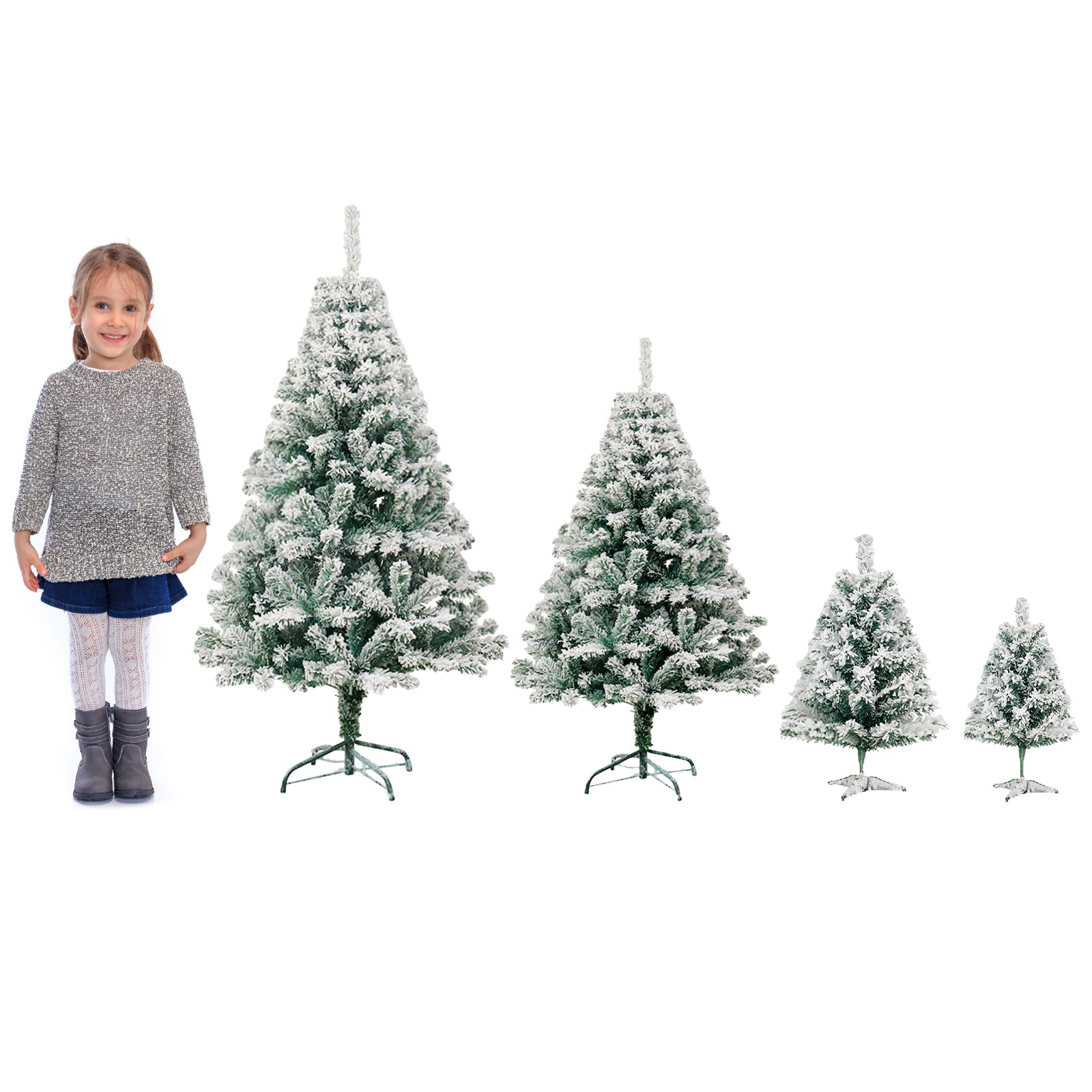 2 feet Artificial Christmas Tree Snow Flocked Xmas Tree with Stand for