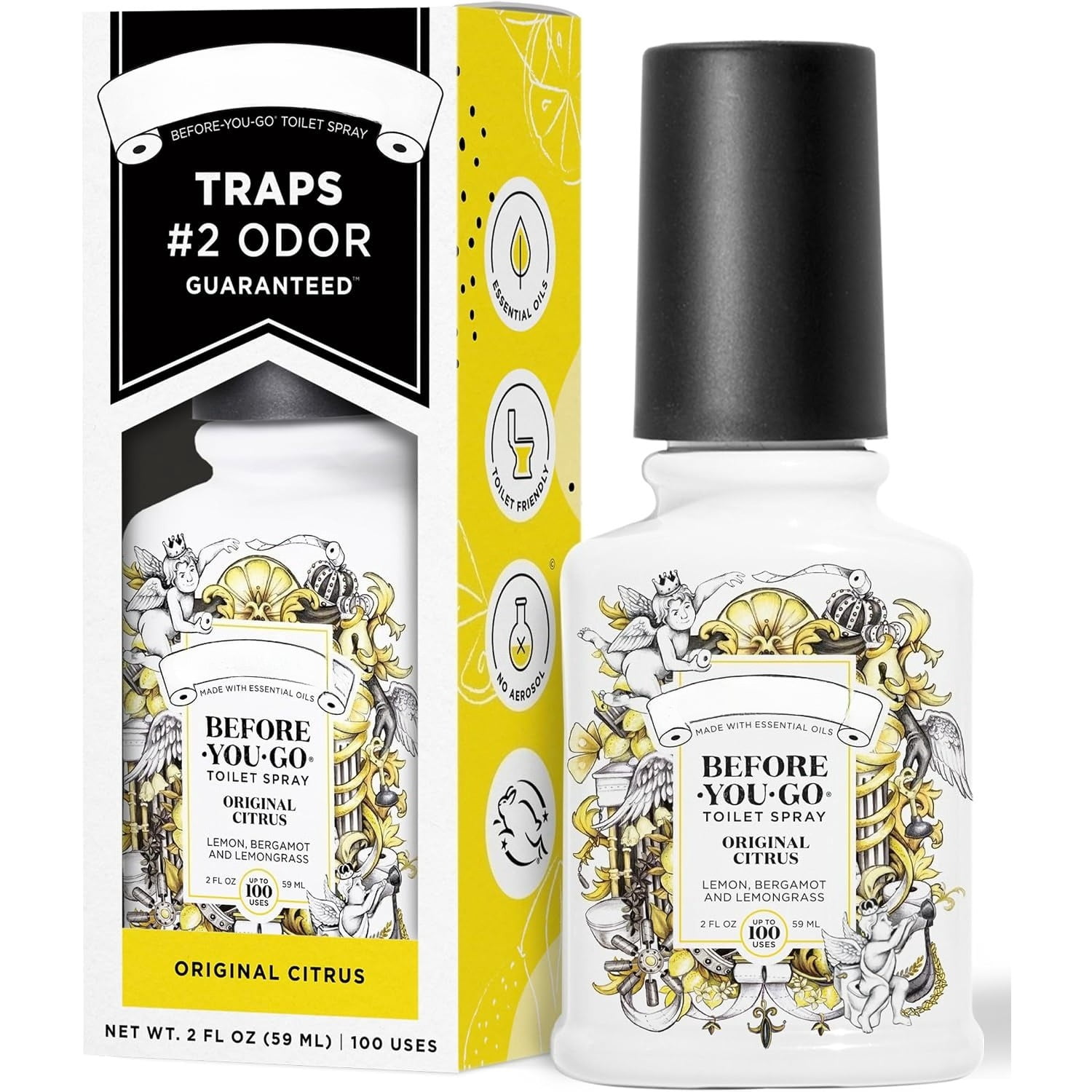 Go Patty Go 2 fl oz Before-You-Go Toilet Spray, Original Citrus Scent with Lemon ...