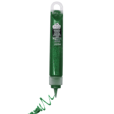 2 fl oz Fabric Glitter Paint Pen in Emerald Green, Durable Acrylic Textile Paint for Customizing Fabric, Washable, Sunlight Resistant, Add Sparkling Style to Pillows, Clothing, Crafts, DIY Projects