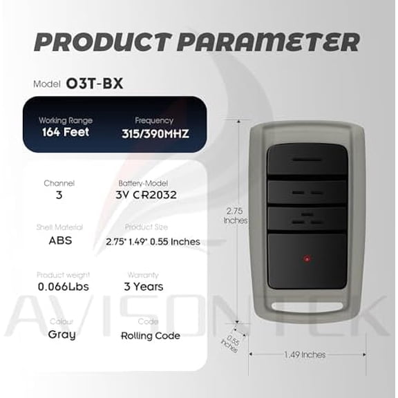 2 for Overhead Door Garage Door Opener Remote O3T-BX O3T-A 315/390MHZ Auto-Seek【10 Year Warranty】