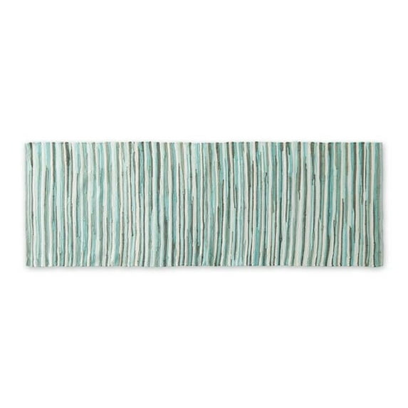 2 ft. 3 in. x 6 ft. Aqua Slim Stripe Cotton Chindi Rug