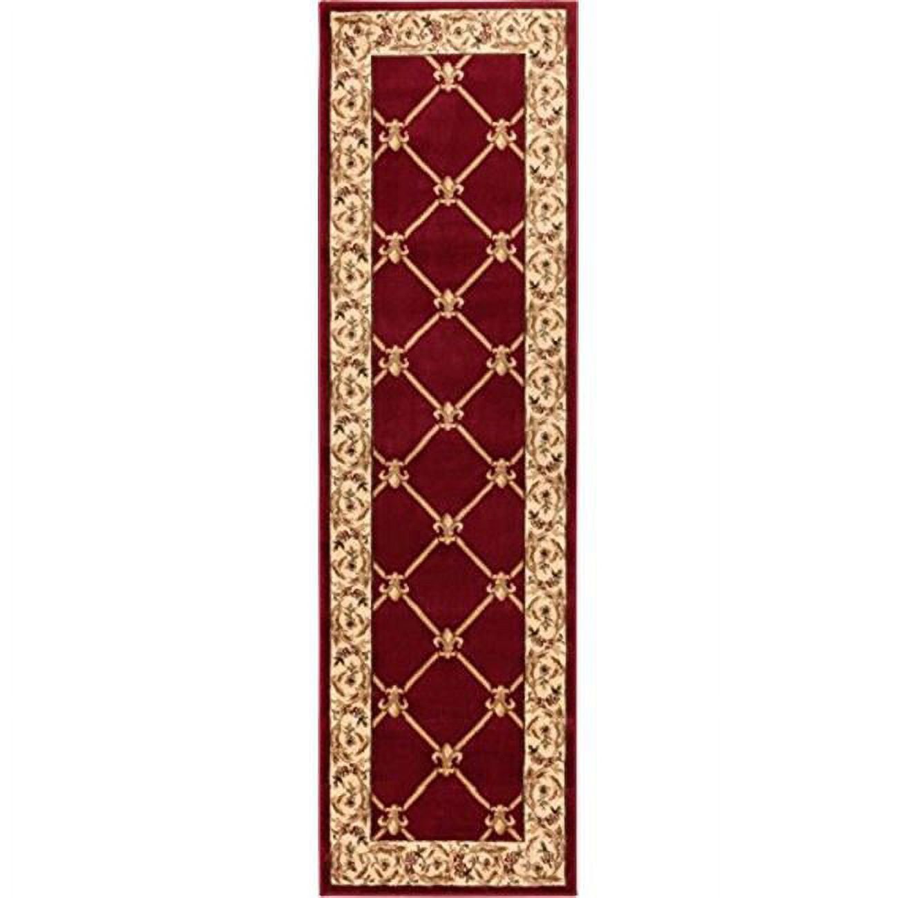 2 ft. 3 in. x 7 ft. 3 in. Timeless Fleur De Lis Runner Area Rug - Red