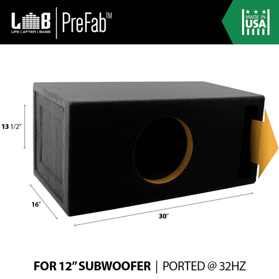 2 ft @ 32Hz Ported MDF SQ/SPL Enclosure Box for Single 12" Car Audio Subwoofer