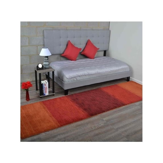 2 ft. 6 in. x 10 ft. Hand Knotted Gabbeh Wool Contemporary Runner Rug, Orange & Red