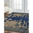 thumbnail image 1 of 2 ft. 6 in. x 10 ft. Hand Knotted Wool Contemporary Runner Rug, Blue & Beige, 1 of 1