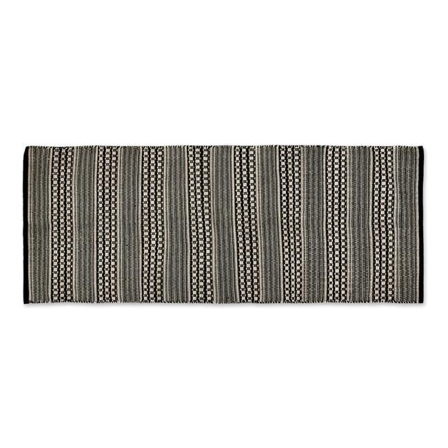 Handmade Cotton Black Stripe Rectangular Runner Rug 72"x30"