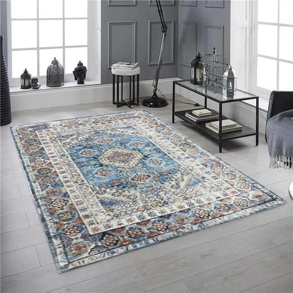 2 ft. 6 in. x 7 ft. 6 in. Distressed Multi Color Patterned Washable Transitional Rectangle Area Rug