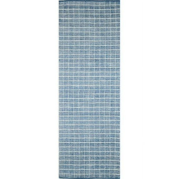 2 ft. 6 in. x 8 ft. Contempo Solid Transitional 100 Percent Wool Hand Loomed Runner Rug, Azure & Ivory