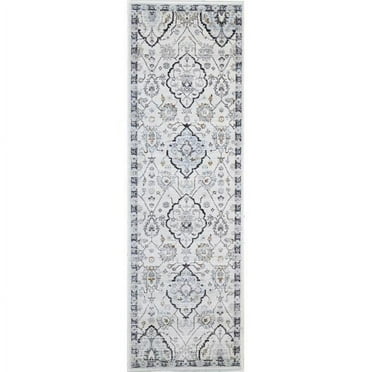 2 ft. 6 in. x 8 ft. Sevilla Floral Transitional Polypropylene & Polyester Power Loom Runner Rug, Ivory