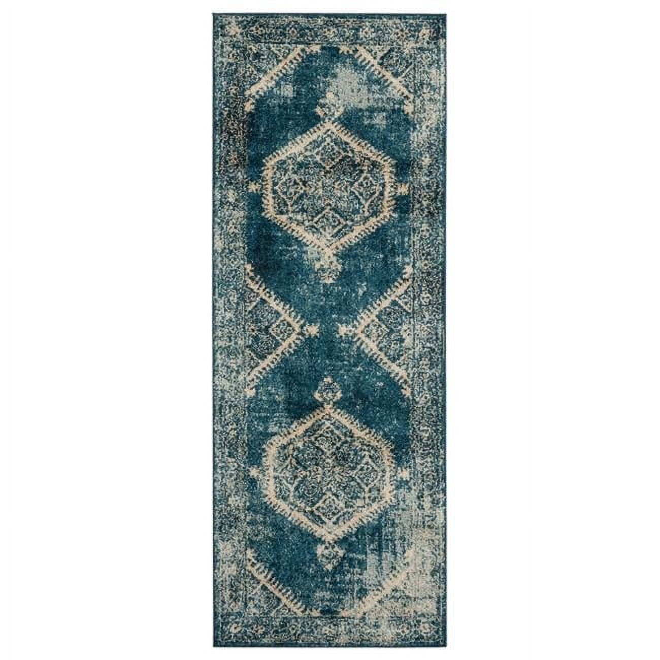 Rectangular Runner Rug 2 ft. 7 in. x 7 ft. 2 in. Marrakesh Malek Cerulean Rectangle Runner Rug ...