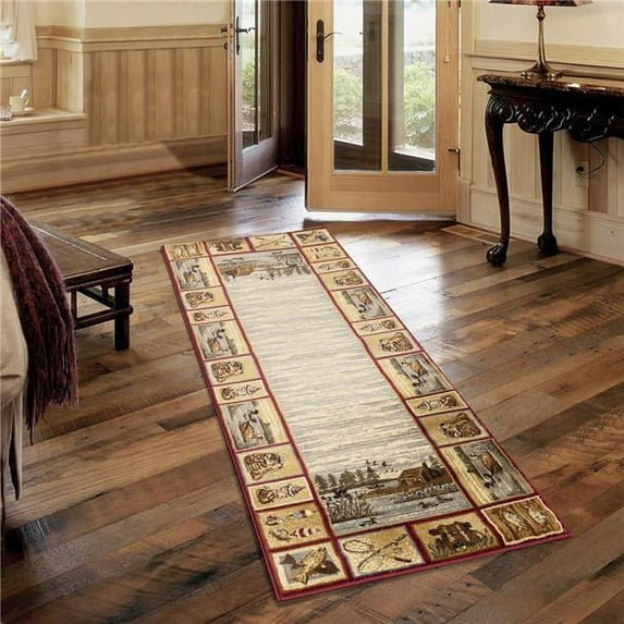 2 ft. 7 in. x 7 ft. 3 in. Cabin Life Lodge Machine Made Runner Rug, Red