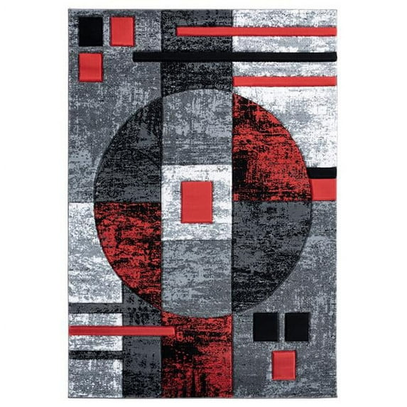 2 ft. 7 in. x 7 ft. 4 in. Bristol Epsilon Red Rectangle Runner Rug