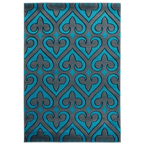 2 ft. 7 in. x 7 ft. 4 in. Bristol Heartland Turquoise Rectangle Runner Rug