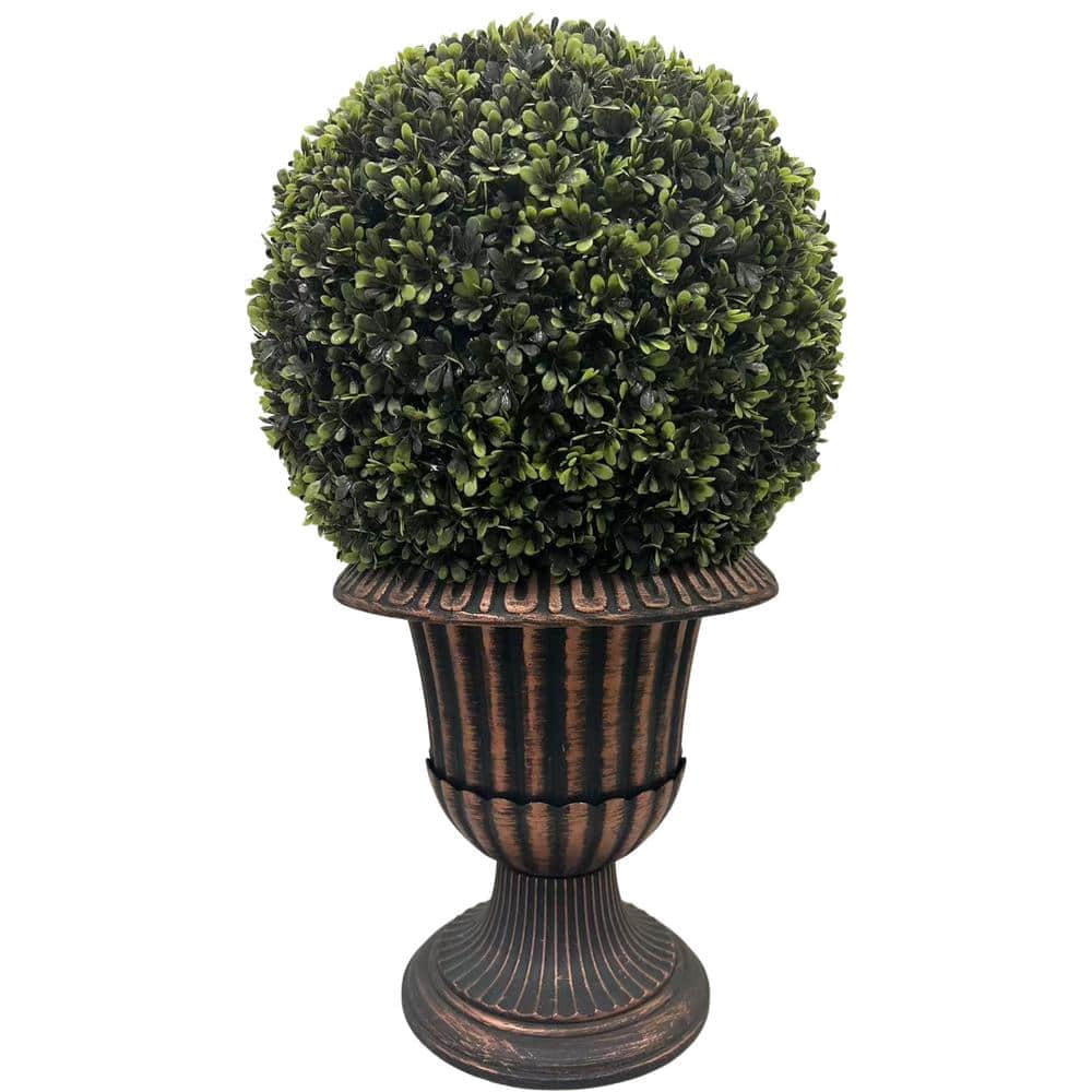 2 ft Height Potted Artificial Boxwood Tree Topiary Ball Fake Plant