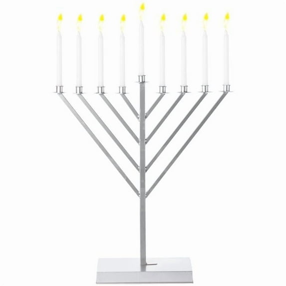 2 ft. Metal Silver Coated Hanukkah Menorah for Synagogue - Large