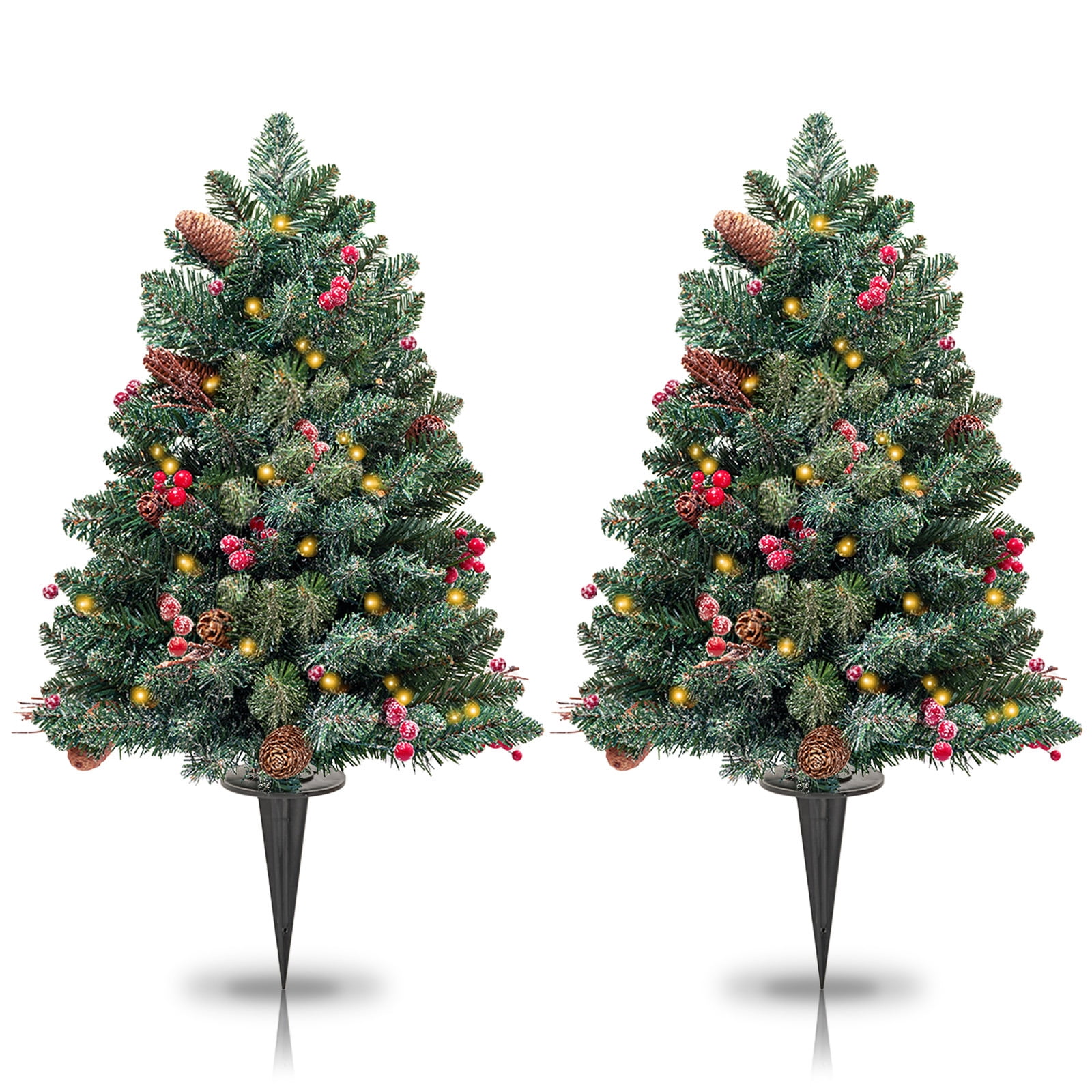 2 ft Pre-Lit Christmas Tree, 2-Pack Mini Porch Tabletop Decor with 50 LED Lights