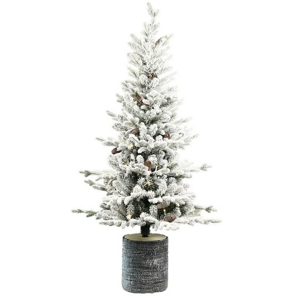 2 ft. Pre-Lit LED Full Spruce Tabletop Artificial Christmas Tree with 30 Twinkling Warm White Lights & 3 Pine Cones