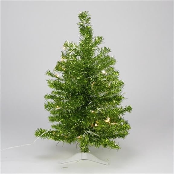 2 ft. Pre-Lit Paradise Lime Green Tinsel Tree 75 Tips 35 Clear Lights