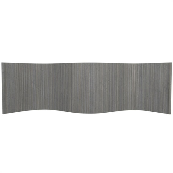 2 Ft. Grey Bamboo Wave Room Divider with Portable Screen Design