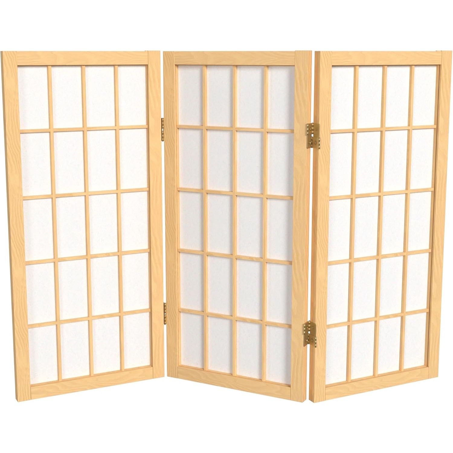 2 ft. Short Desktop Window Pane Shoji Screen - Natural - 3 Panels ...