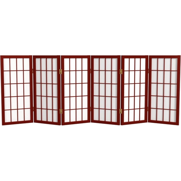 2 ft. Short Desktop Window Pane Shoji Screen - Rosewood - 6 Panels