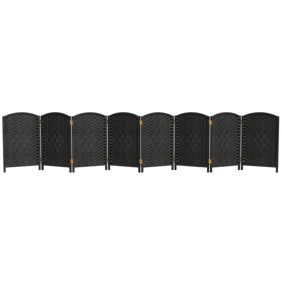 Red Lantern 2 ft. Short Diamond Weave Fiber Folding Screen - Black - 8 Panel