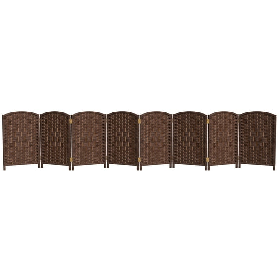 Red Lantern 2 ft. Short Diamond Weave Fiber Folding Screen - Dark Mocha - 8 Panel