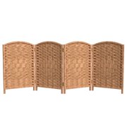 Red Lantern 2 ft. Short Diamond Weave Fiber Folding Screen - Natural - 4 Panel