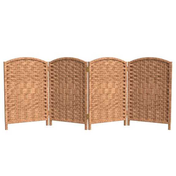Red Lantern 2 ft. Short Diamond Weave Fiber Folding Screen - Natural - 4 Panel