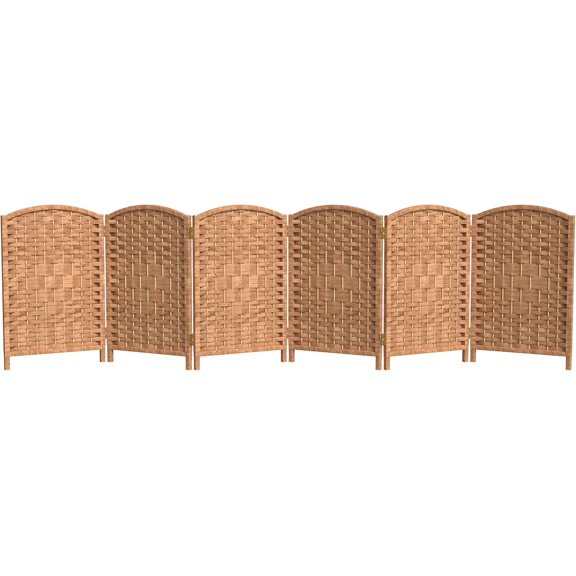 2 ft. Short Diamond Weave Fiber Folding Screen - Natural - 6 Panel