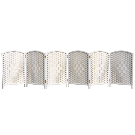 Red Lantern 2 ft. Short Diamond Weave Fiber Folding Screen - White - 6 Panel