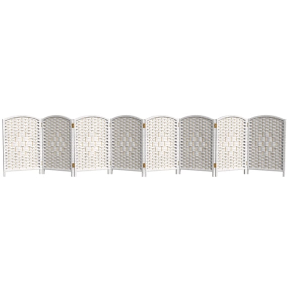 Red Lantern 2 ft. Short Diamond Weave Fiber Folding Screen - White - 8 Panel
