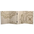 thumbnail image 1 of 2 ft. Short Double Sided Mandala on Oak Canvas Folding Screen, 1 of 7