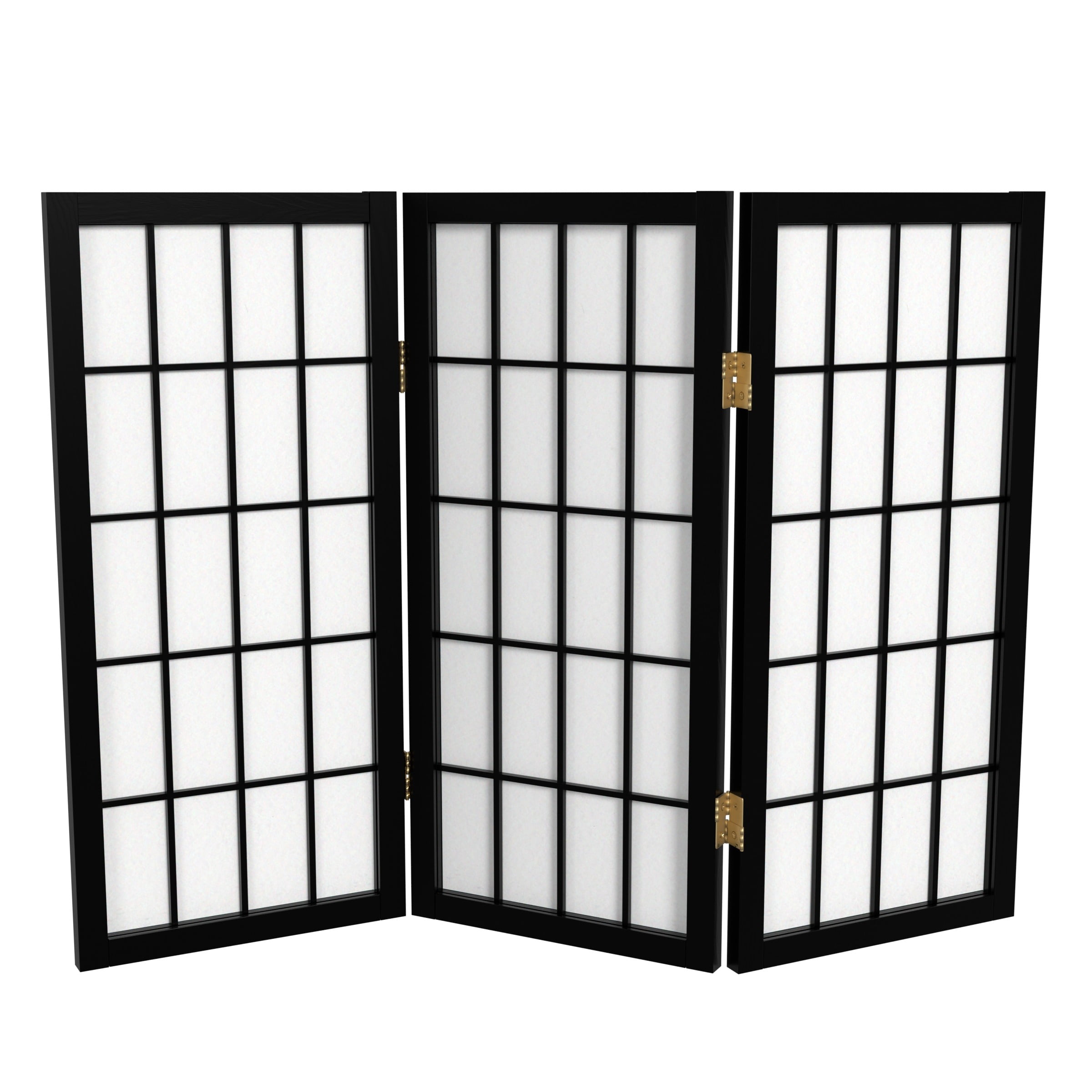 2 ft. Tall Desktop Window Pane Shoji Screen - Black - 3 Panels