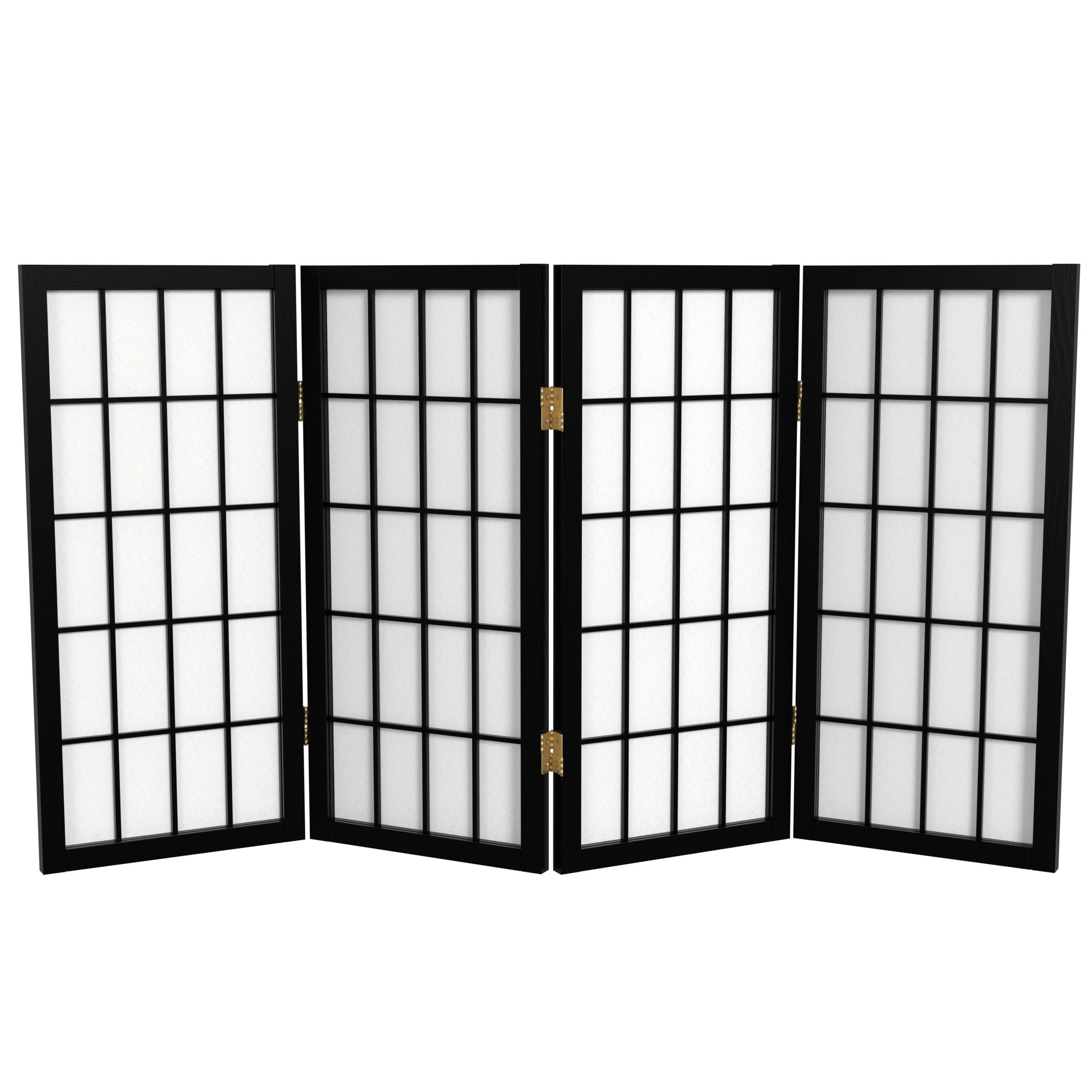 2 ft. Tall Desktop Window Pane Shoji Screen - Black - 4 Panels