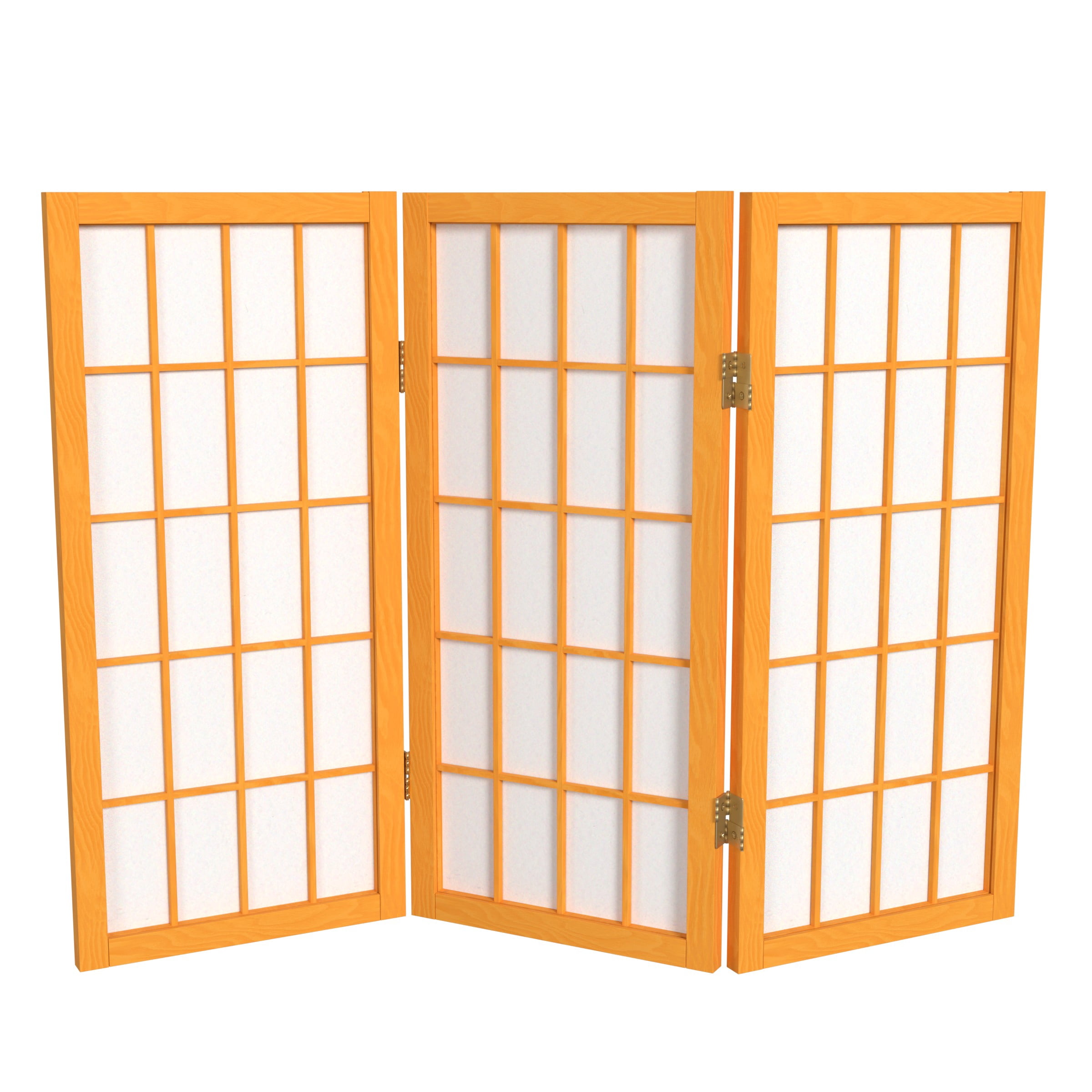 2 ft. Tall Desktop Window Pane Shoji Screen - Honey - 3 Panels